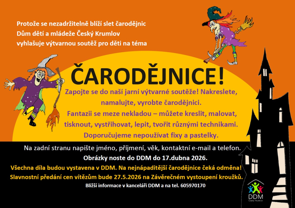 výtvarná soutěž na téma Čarodějnice.
