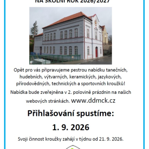 Přihlašování do zájmových kroužků 2026/2027